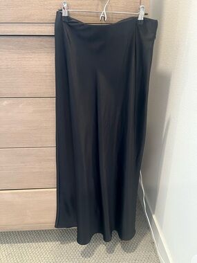 Classic Black Satin Maxi Skirt